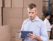 person working in a storage room