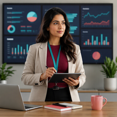 Business professional reviewing inventory planning and demand forecasting data