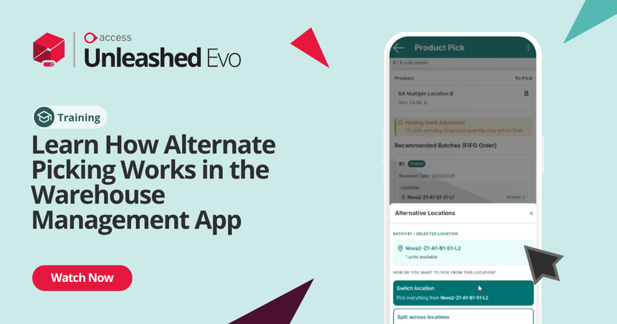 Learn How Alternate Picking Works in the Unleashed Warehouse Management App