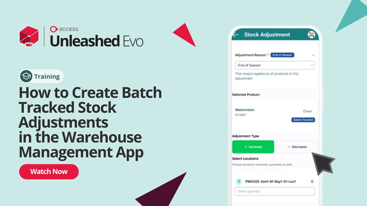 Create Batch Tracked Adjustments In the Unleashed Warehouse management app