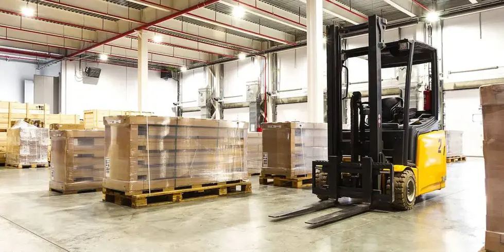 supply chain warehouse with forklift