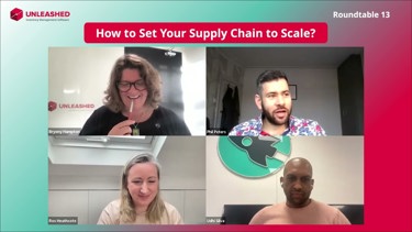 how to set you supply chain to scale podcast thumbnail featuring 4 people on call