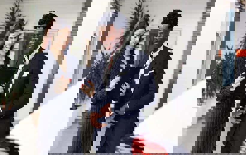 office people discussing reports