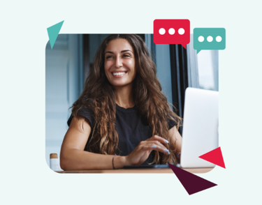 woman on a laptop smiling