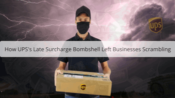 cover image of a UPS delivery man holding a parcel with the title How UPS's Late Surcharge Bombshell Left Businesses Scrambling