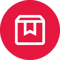 Box with a tag - red icon